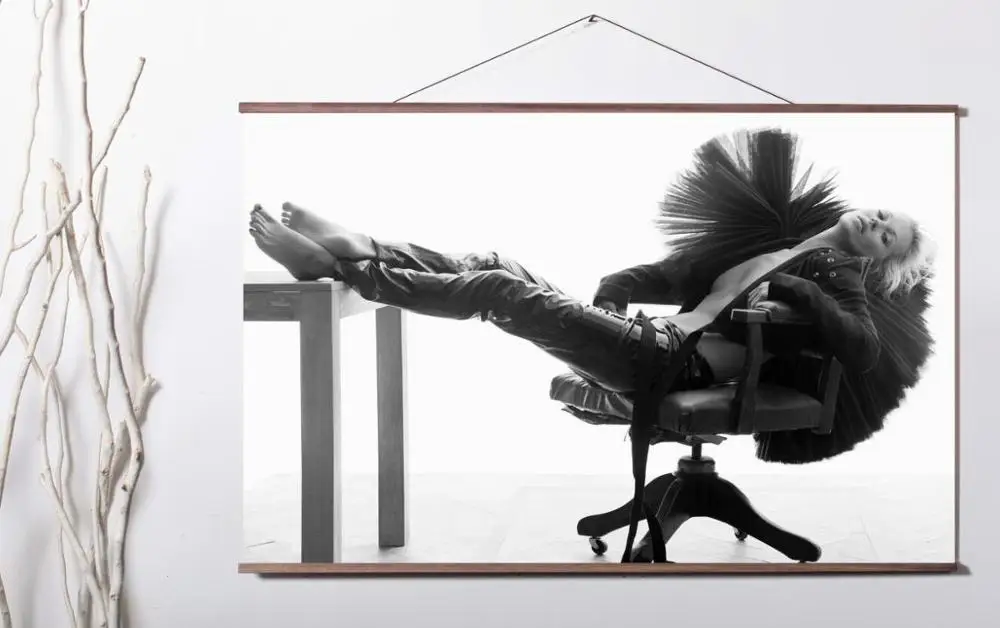 

Kate Moss Art Canvas poster decoration painting with solid wood hanging scroll