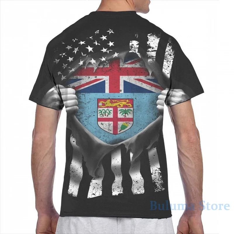 Футболка с американским флагом США Фиджи для мужчин и женщин модная рубашка