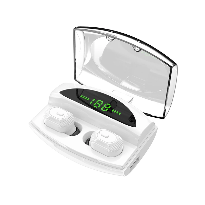 White XG-20 TWS беспроводные Bluetooth наушники 5,0 8D стерео светодиодный цифровой дисплей зарядка кабина мини невидимая Спортивная гарнитура - Цвет: White