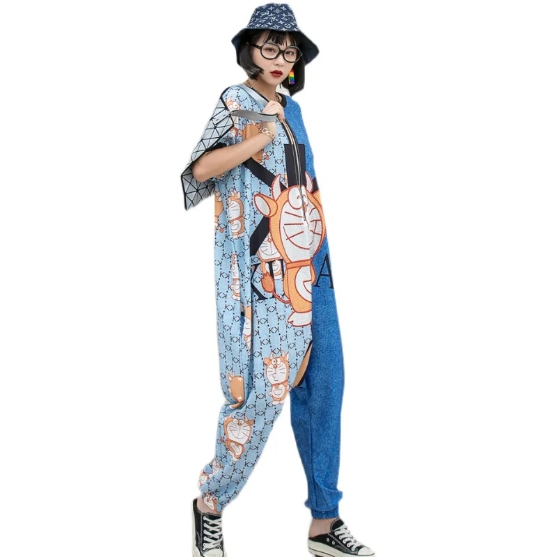 Женские комбинезоны в стиле хип хоп размера плюс Харадзюку комбинезон с