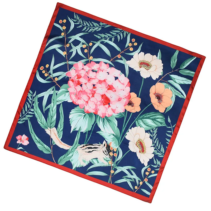 Квадратный шелковый шарф женский модный Европейский бренд атласные головные