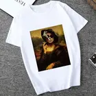 Женская футболка с коротким рукавом, круглым вырезом и принтом Моны Лизы