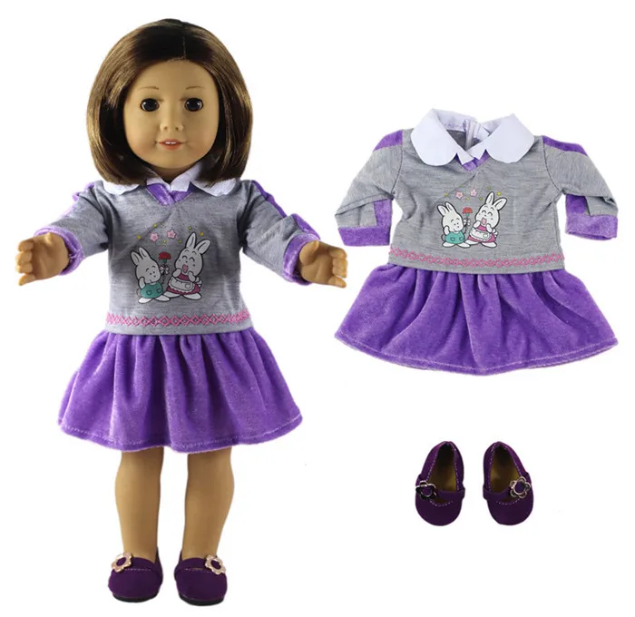 2020 Новый Стиль Фиолетовый студент одежда наряд + фиолетовые туфли для 18 дюймов