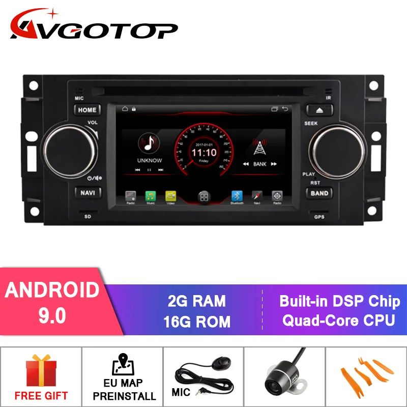 AVGOTOP Android 9 Wince автомобильный Радио dvd-плеер для CHRYSLER 300C 2G 16G gps Мультимедиа - Цвет: KS6833 with DSP