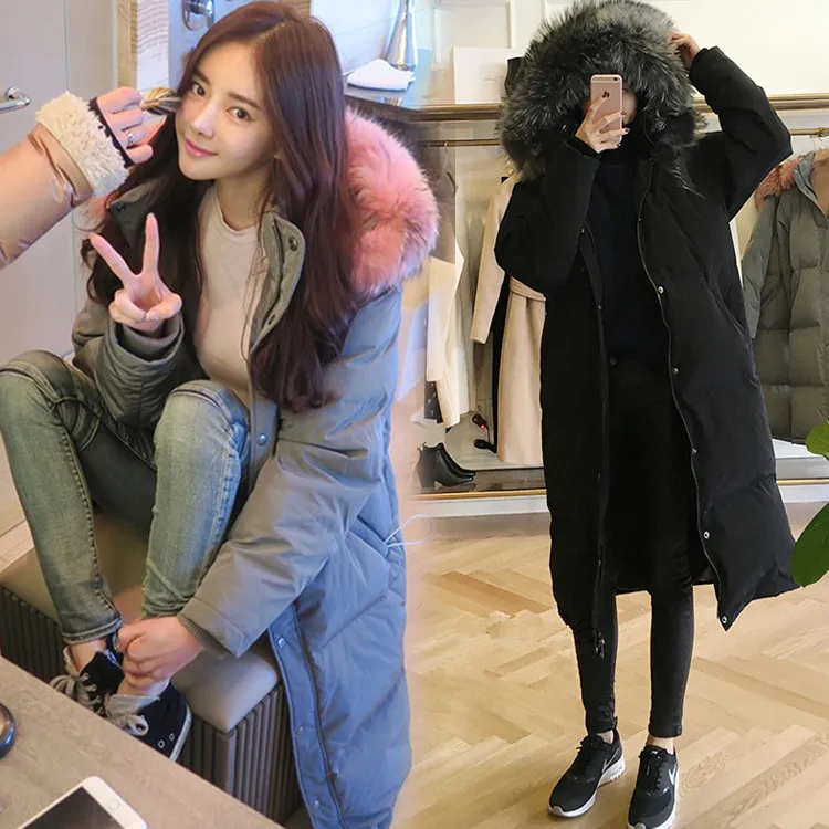 Женские 2021 пуховик на утином пуху пальто для женщин ультра до колена Длинные