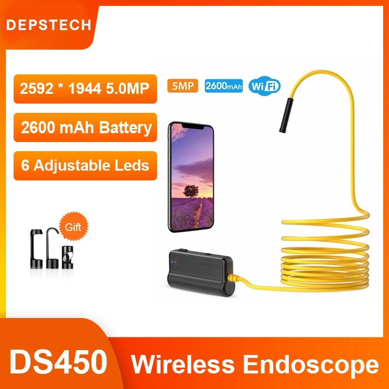 DEPSTECH WF028 8 5 мм WI FI эндоскоп 5.0MP зум Камера IP67 Водонепроницаемый инспекциионный