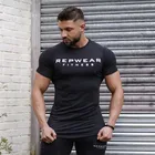 2022 летняя Хлопковая мужская рубашка, футболка для тренажерного зала и фитнеса, брендовая одежда, спортивная футболка, Мужская футболка с принтом и коротким рукавом для бега, Мужская футболка