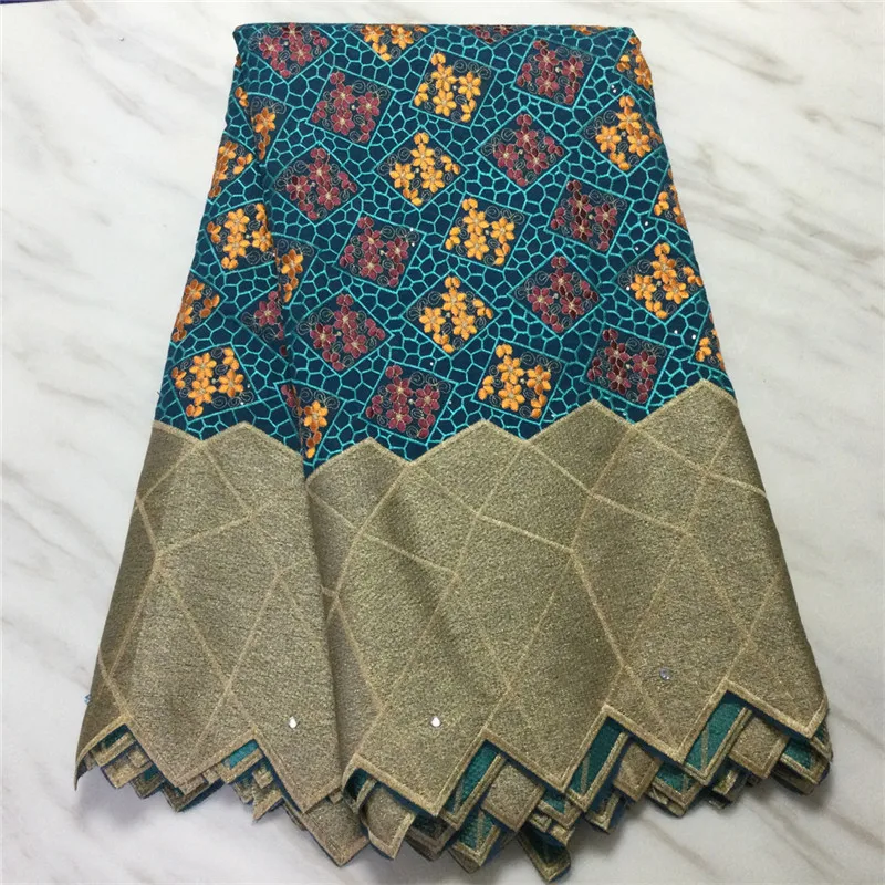 

5 yard Swiss lace fabric 2021 latest heavy beaded embroidery African 100% cotton fabrics Swiss voile lace popular Dubai style PL