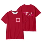 Футболка в Корейском стиле с объемными играми для мужчин и женщин, топы унисекс, повседневная детская футболка в стиле хип-хоп, летние яркие красные футболки