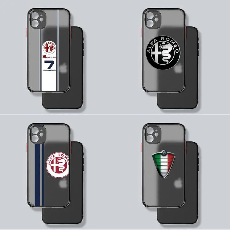 

Italy Alfa Car DIY Phone Case Transparent Matte For IPhone7 8 11 12 S Mini Pro X XS XR MAX Plus Cover Shell