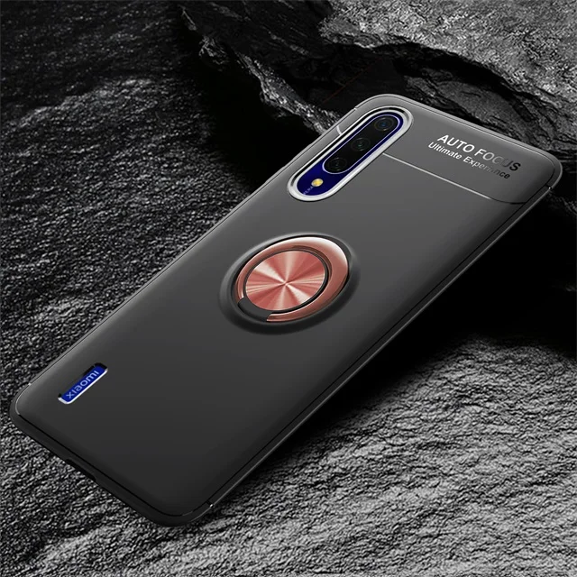rose black Xiaomi mi A3 Lite чехол, чехлы на магнитное кольцо, роскошный держатель кожуха, мягкий матовый Силиконовый чехол для телефона, чехол для Xiao mi A3 - Цвет: rose black
