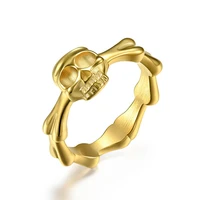 skull skull stainless steel ring punk rock metal style personality trend mens ring is not deformed and does not fade