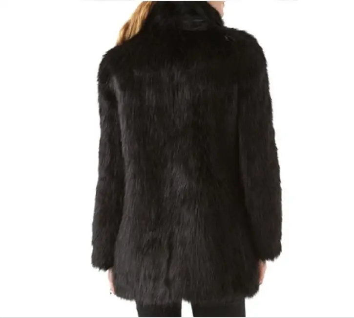 

Top Quality Black Winter Faux Fur Coat long Sleeve Women Celebrity Elegant Vintage Warm Coat