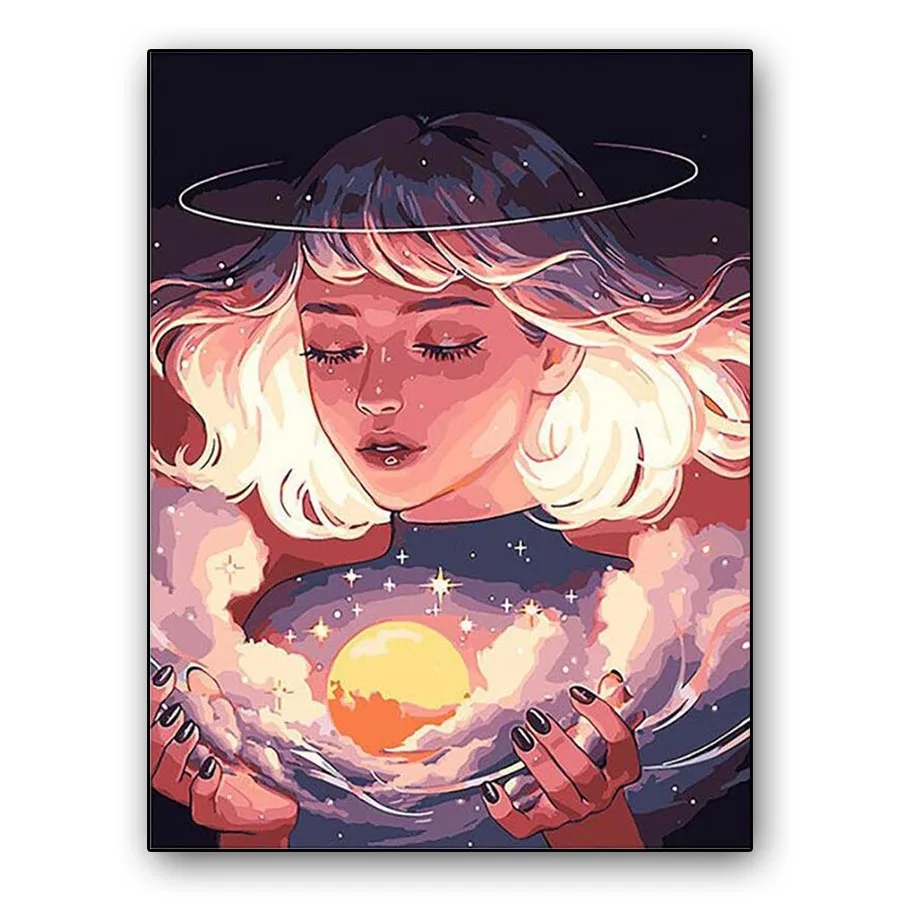 

40x50cm Oil Painting Cute Cartoon Anime Girl Paint By Numbers On Canvas DIY Acrylic Painting Wall Art Picture Home Decor