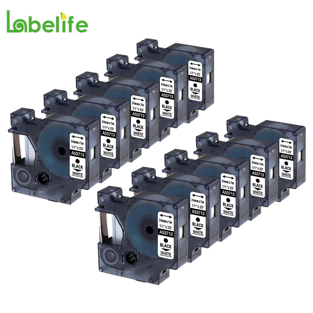 Labelife 10 упаковок 53713 черный на белом 24 мм X 7 м совместимый с Dymo D1 S0720930 электронная