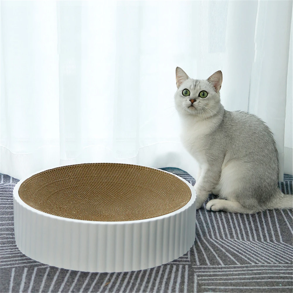 

Cat Scratch Board Round Corrugated Paper Kitten Interactive Grind Nail Mat Cats Scraper Bed Pet Scratcher Pad With Catnip