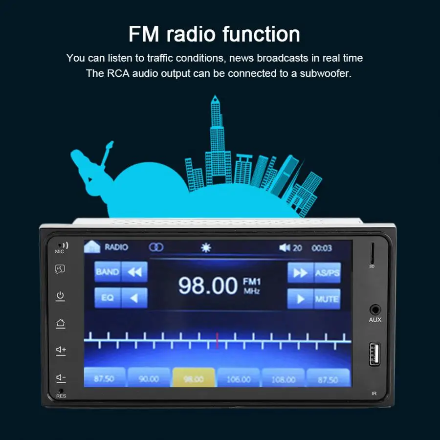 Car Bluetooth MP5 HD Stereo Music Player 12V Fit for Toyota Corolla 7inch Universal |