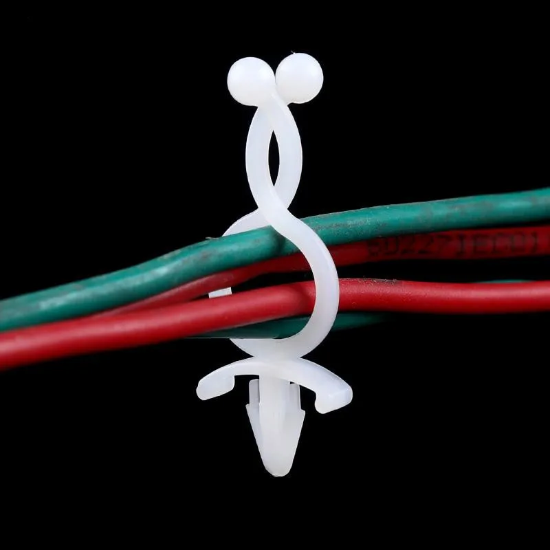 

100pcs 10mm Plastic cable storage clip clamp wire protection cord management organizer Garden Plant Support Clips fixing holder