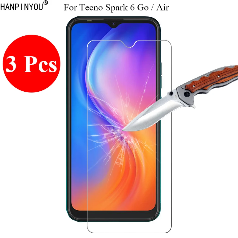 3 шт./лот для Tecno Spark 6 Go / Air 9H 2.5D Закаленное стекло Защитная пленка экрана +