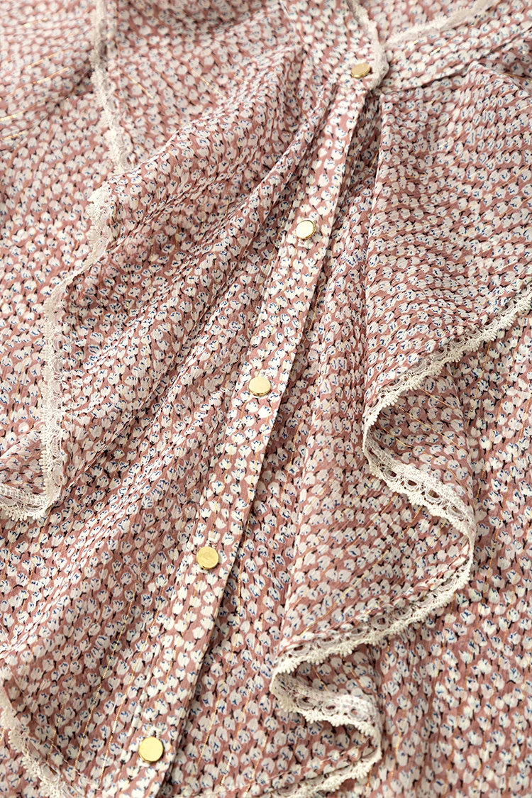 Женская блузка с оборками и цветочным принтом женская одежда длинным рукавом