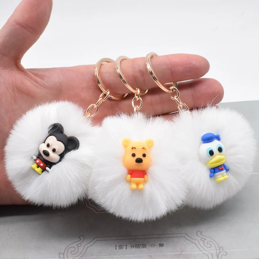 

Disney Minnie Mickey Mouse Keychain Keyring Kawaii Cartoon Anime Bell Lovely Girl Accessories Key Chains Pendant