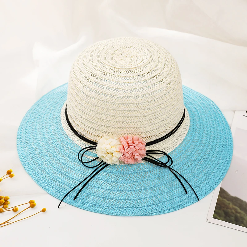 Женская пляжная соломенная шляпа летняя дышащая складная с цветами модная