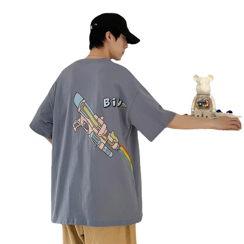 

2021 Short-Sleeved Student Pure T-shirt Cotton Short-Sleeved Men's Trendy plus Size Loose Couple T-shirt Casual Men's Clothing