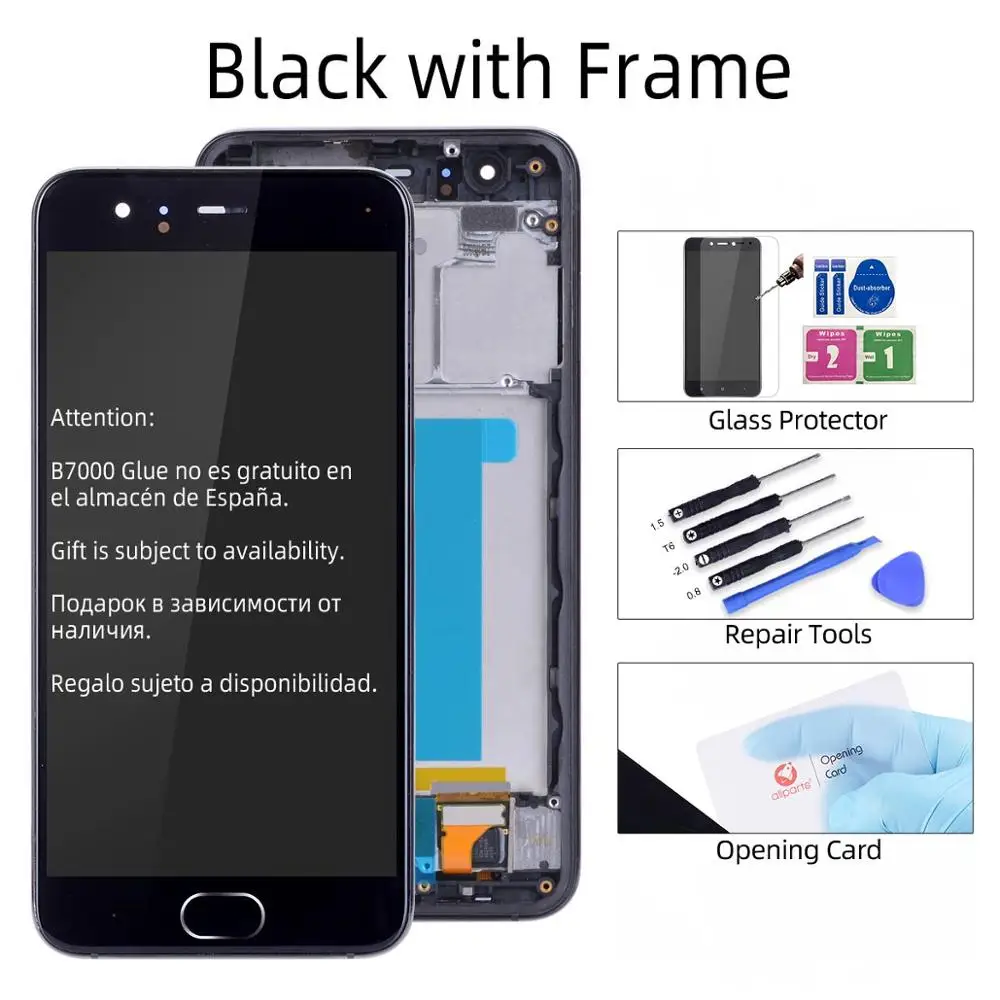 with Frame Black Дисплей дл XIAOMI Mi6 LCD в сборе с тачскрином на рамке 5.15'' черный белый - Цвет: with Frame Black