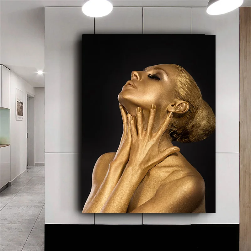 Золотая черная Обнаженная африканская искусство картина маслом на холсте