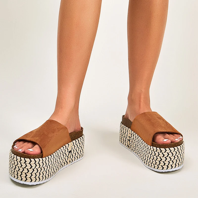 

2021 Women Slippers Summer High Heel Slides Outdoor Ladies Shoes Peep Toe Bling Causal Platform Fashion Woman Slippers Shoes