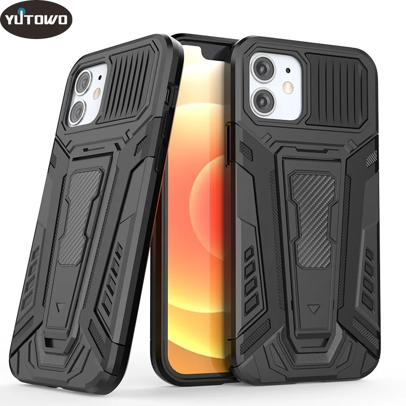 Luxury Shockproof Anti-fall Case For iPhone 13 12 11 Pro Max XS XR 6 7 8 Plus SE 2020 Invisible Magnetic Bracket Case