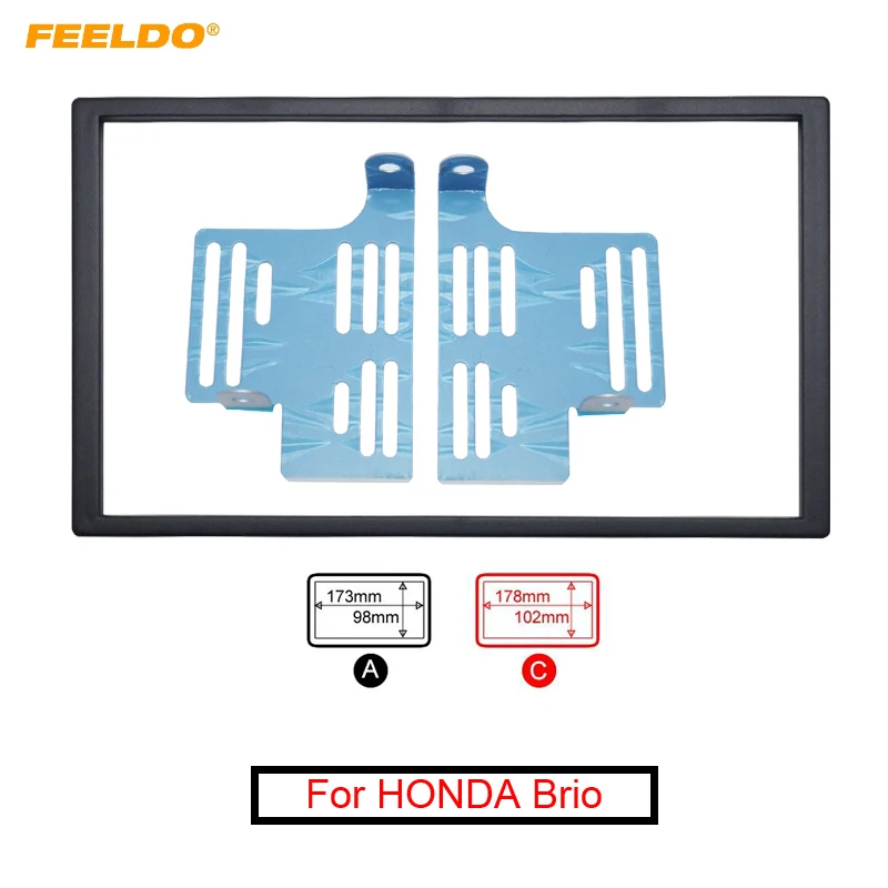 

Автомагнитола FEELDO, автомобильная рама-адаптер для CD/DVD проигрывателя HONDA Brio, 2DIN, установочная рамка для приборной панели