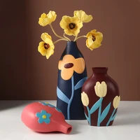 nordic colorful ceramic vase hand painted flower pot crafts minimalist desk aesthetic wedding room home decoration accessories