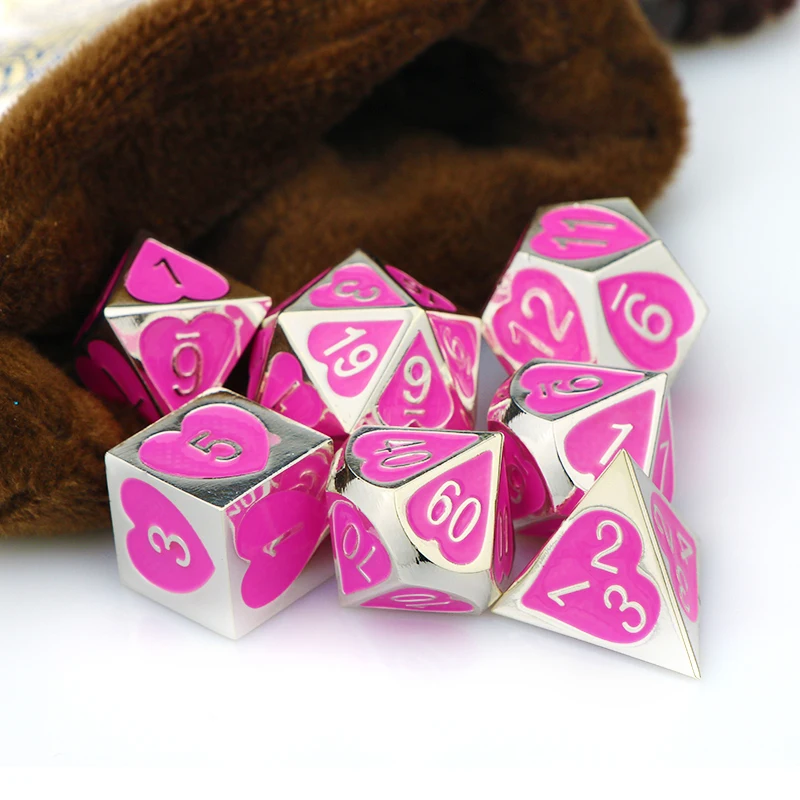 

Набор многогранных игральных костей, металлические кости dnd, настольные кости 20, кости d & d, розовые, серебряные кости galaxy, ролевые кости с сум...