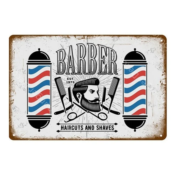 

Vintage Barber Shop Metal Signs Wall Sticker Open Closed Advertising Plaque For Pub Bar Club Shop Home Decor Hair Cut Poster
