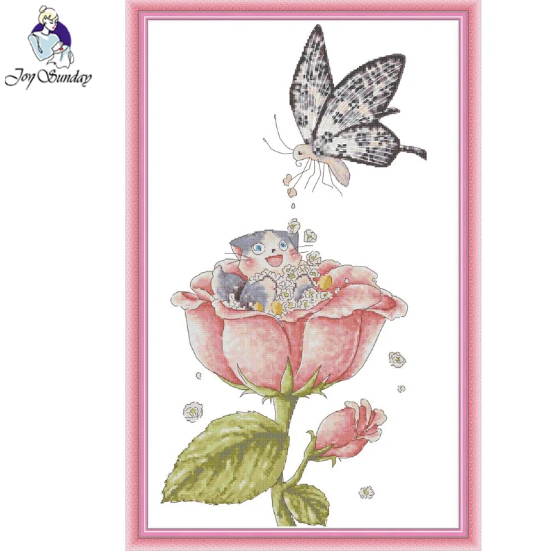 Joy Sunday цветок вышивка крестиком мультяшный узор для вышивки Набор с цветочным