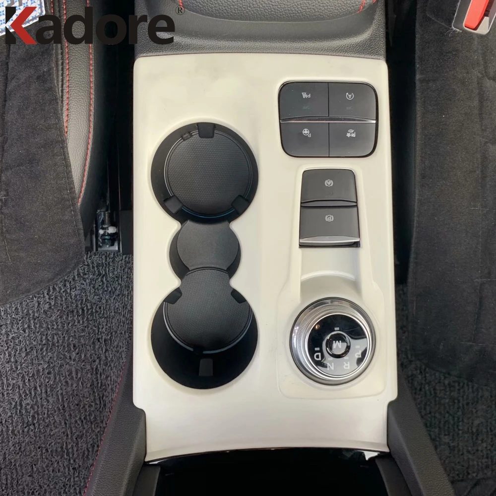 

Внутренняя крышка переключения передач автомобиля, отделка для Ford Kuga Escape 2020 2021, углеродное волокно, панель для чашки воды, рамка, аксессуары ...