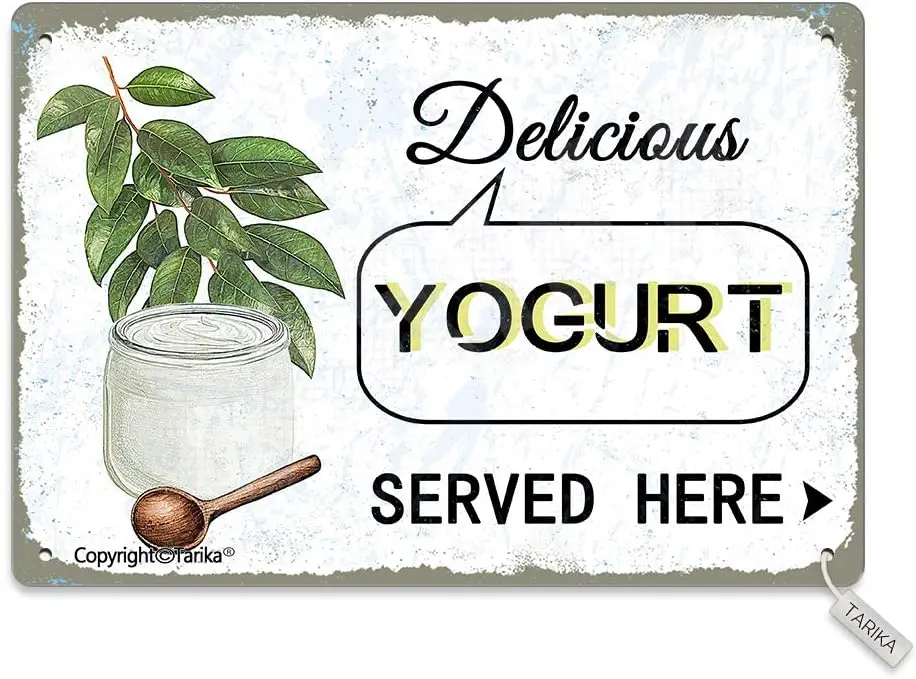 

Delicious Yogurt Served Here 20X30 cm Tin Vintage Look Decoration Art Sign for Home Kitchen Bathroom Farm Garden Garage