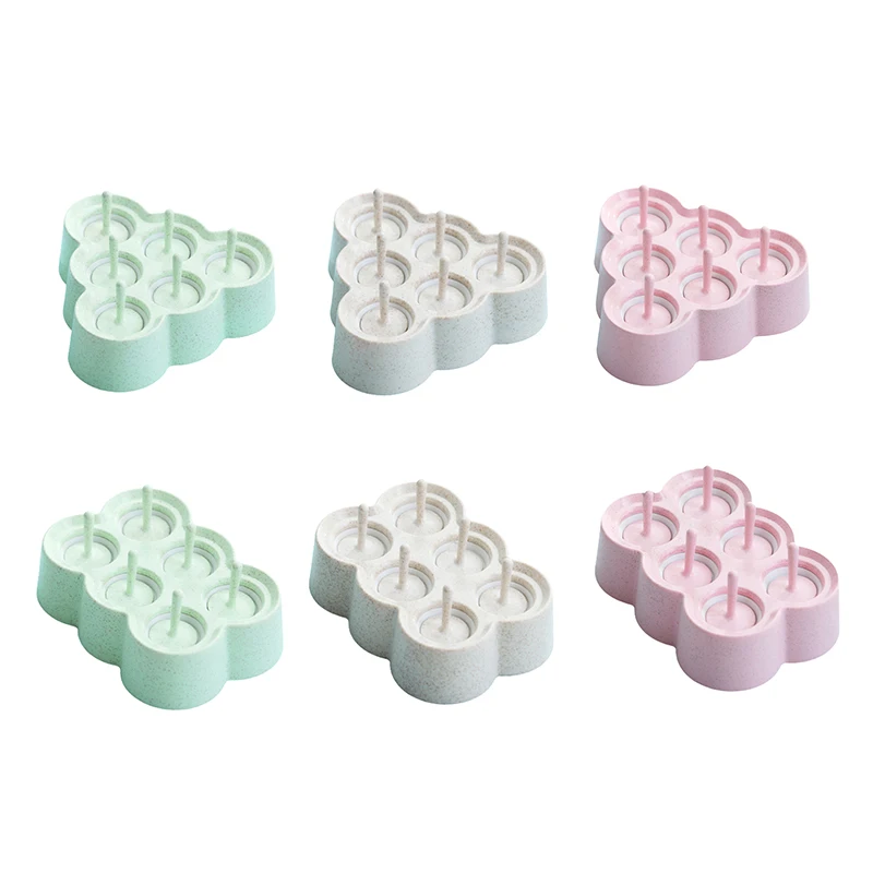 

6 Grids Ice Cream Mold Eco-friendly Wheat Straw Popsicle Making Mold With Mould Stick Summer DIY Homemade Popsicle Ice Cream