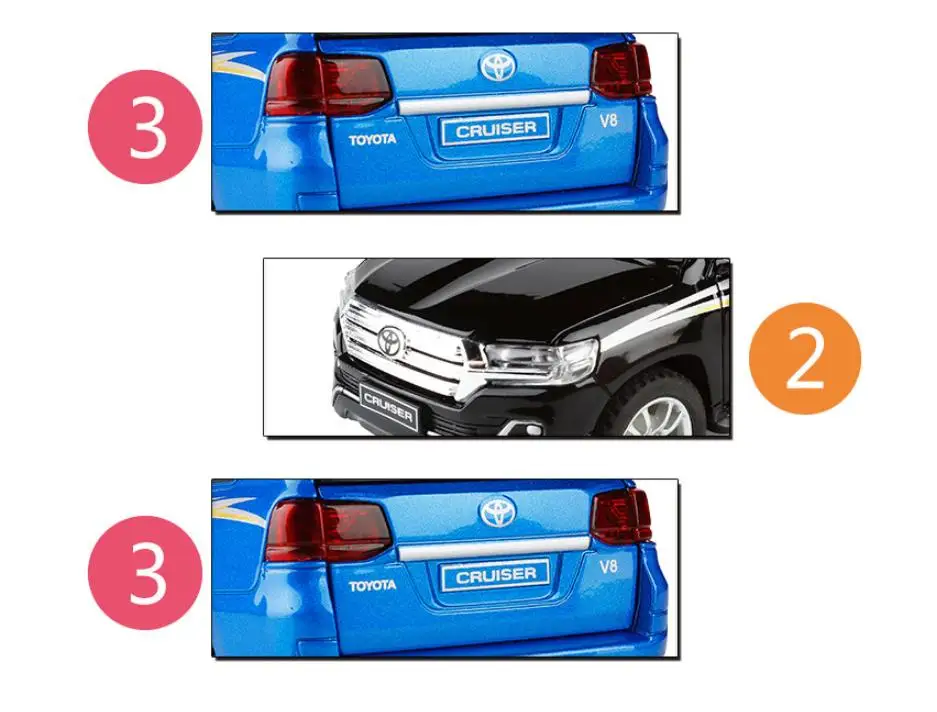 1:32 Toyota overbearing сплав оттяните назад внедорожная модель автомобиля, высокое моделирование 6 дверей открытый звук и свет модель автомобиля