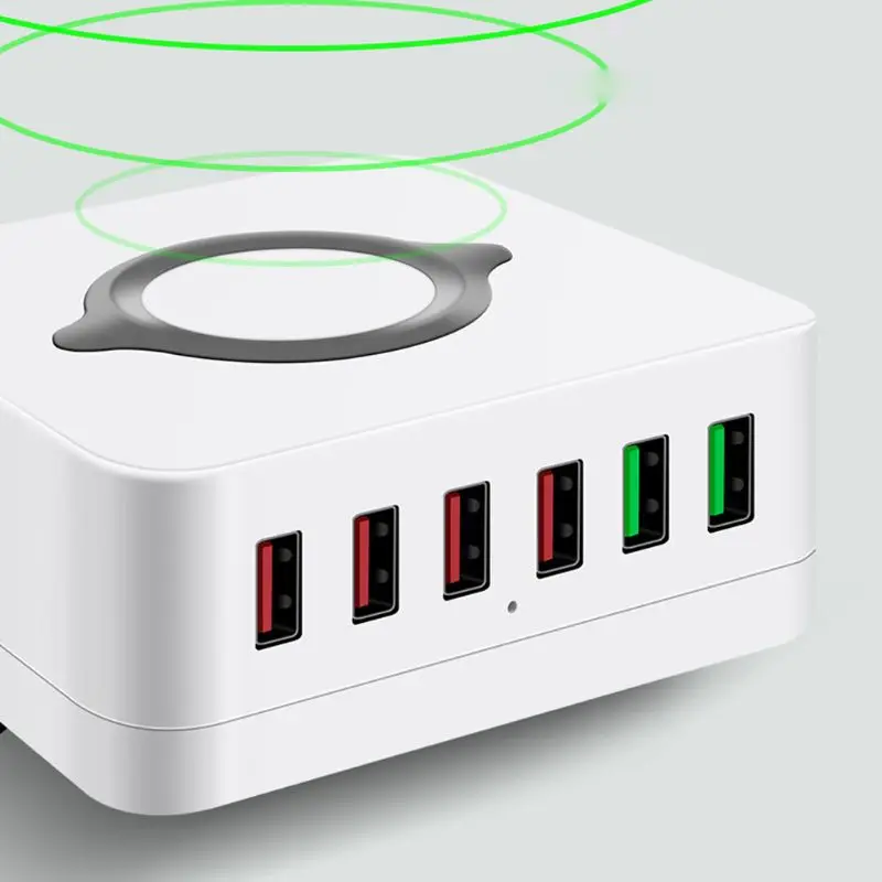 

6x USB Qi Wireless Charger 70W Dual Quick Charge 3.0 QC3.0 Fast Charging Station