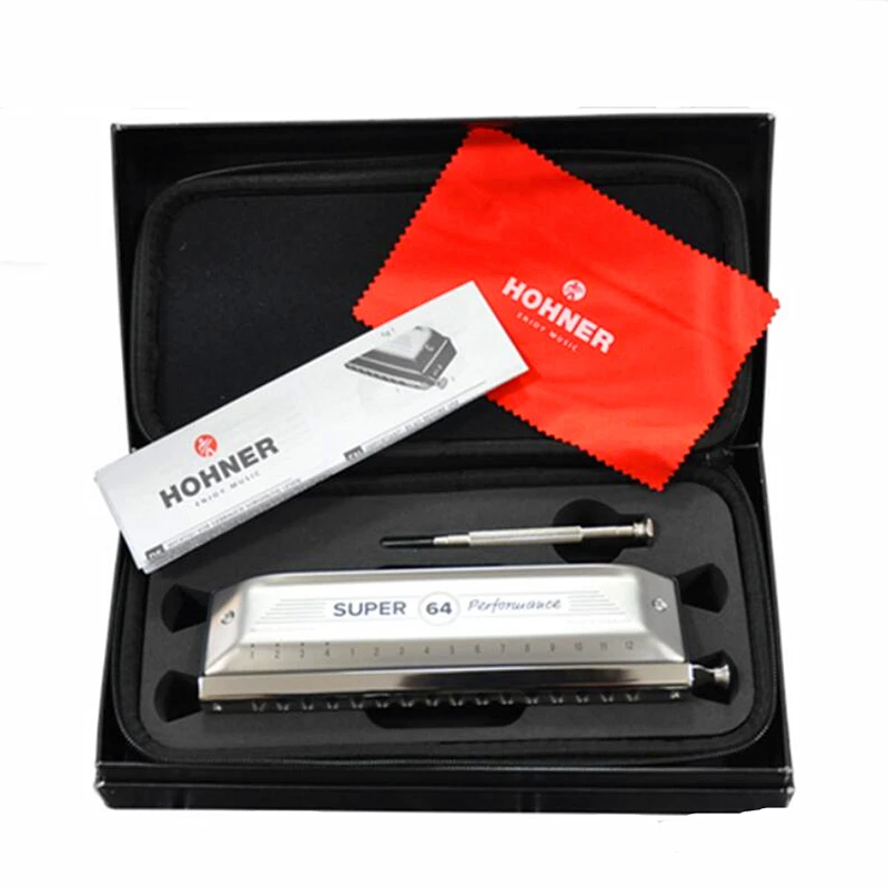 Новинка 2018 Немецкая оригинальная Губная гармошка HOHNER Super 64 Chromonica C Key гармоника
