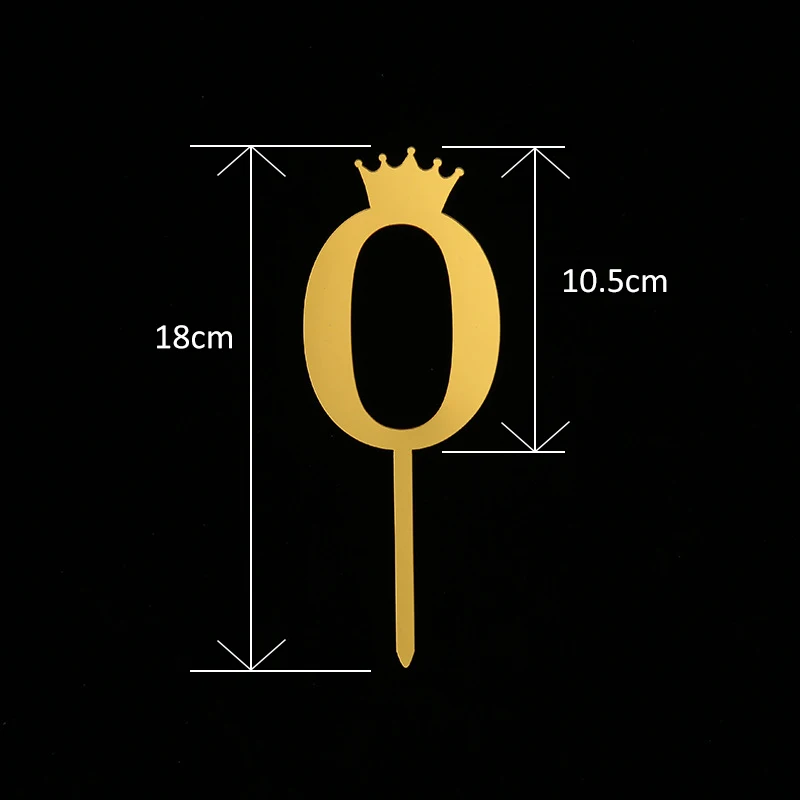 

10.5cm Cake Topper Dessert Card Gold and Silver Crown Acrylic Number 0-9 Birthday Party Wedding Ceremony Decoration Supplies