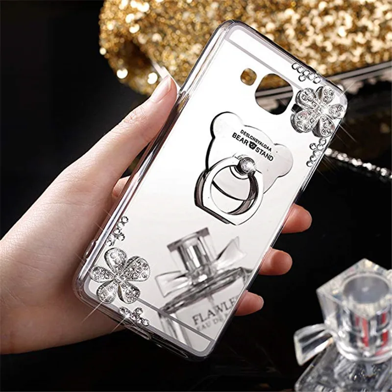 Для Samsung Galaxy J1 J2 J3 J5 J7 2015 2016 Neo Ace J110 с украшением в виде кристаллов Цветочная