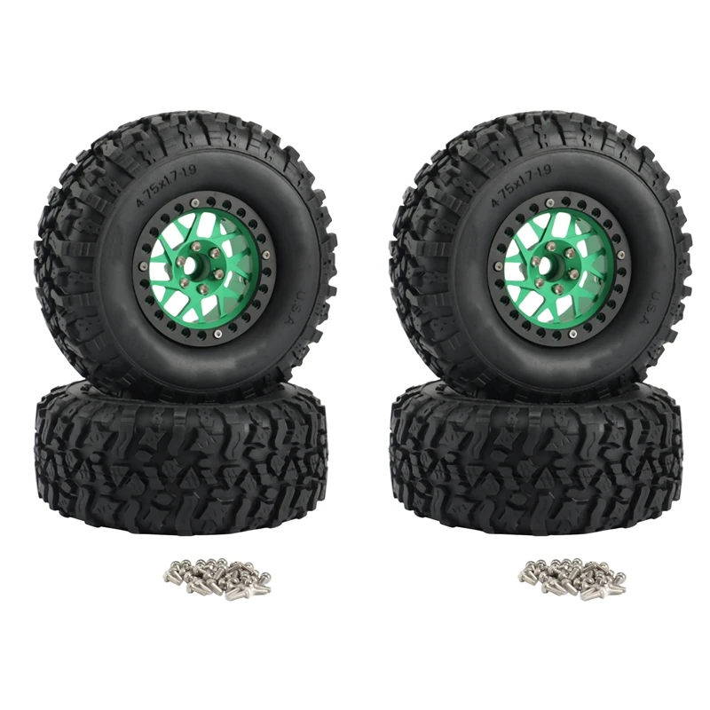 

4Pcs Metal 2.2 Beadlock Wheel Rim Tires Set for 1/10 RC Crawler Car Axial SCX10 Wraith 90048 RR10 Traxxas TRX4