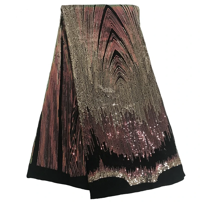 Лидер продаж черная нигерийская африканская кружевная ткань с блестками