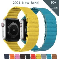 leather loop strap for apple watch band 44mm 40mm 38mm 42mm magnetic smartwatch watchband belt bracelet iwatch series 4 5 6 se 7