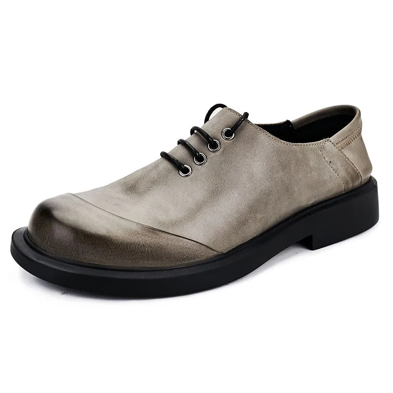 

Breathable Business Casual Shoes Casual Round Head High Quality Genuine Leather Autumn Winter British Retro Men Shoes Cowhide