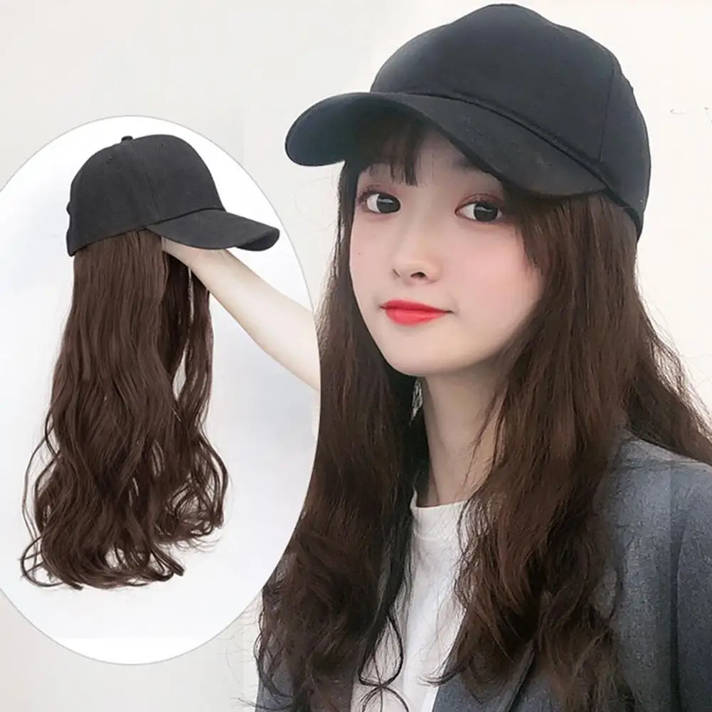 

60cm One-piece Hair Extension Long Wavy Hairpiece with Adjustable Baseball Cap