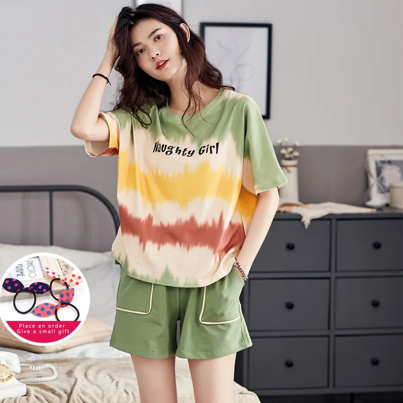 Зеленая женская пижама из 100% хлопка топы для отдыха и сна модная Пижама каракули